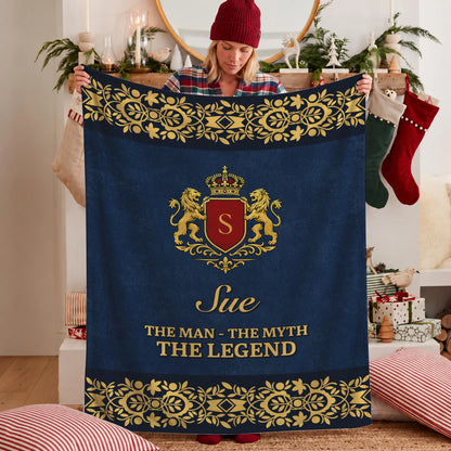 The Man The Myth The Legend Luxury Navy Fleece Blanket SUE 13K1 BK35