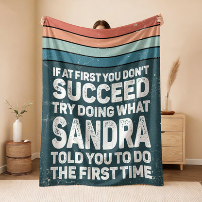 If At First You Don’t Succeed Retro Green Fleece Blanket SANDRA 13K1 BK29