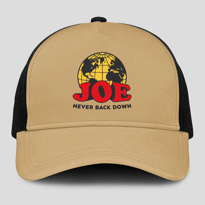 Never Back Down World Logo Khaki Mesh Cap JOE 13K1 C212PF