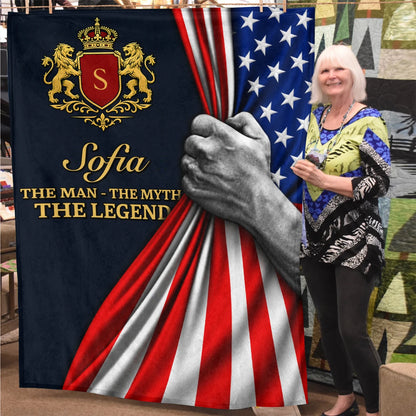 The Man The Myth The Legend America Flag 3D Fleece Blanket SOFIA 13K1 BK12