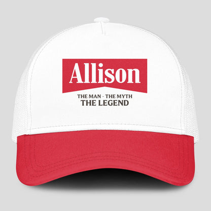 The Man The Myth The Legend Red And White Mesh Cap ALLISON 13K1 C197PF