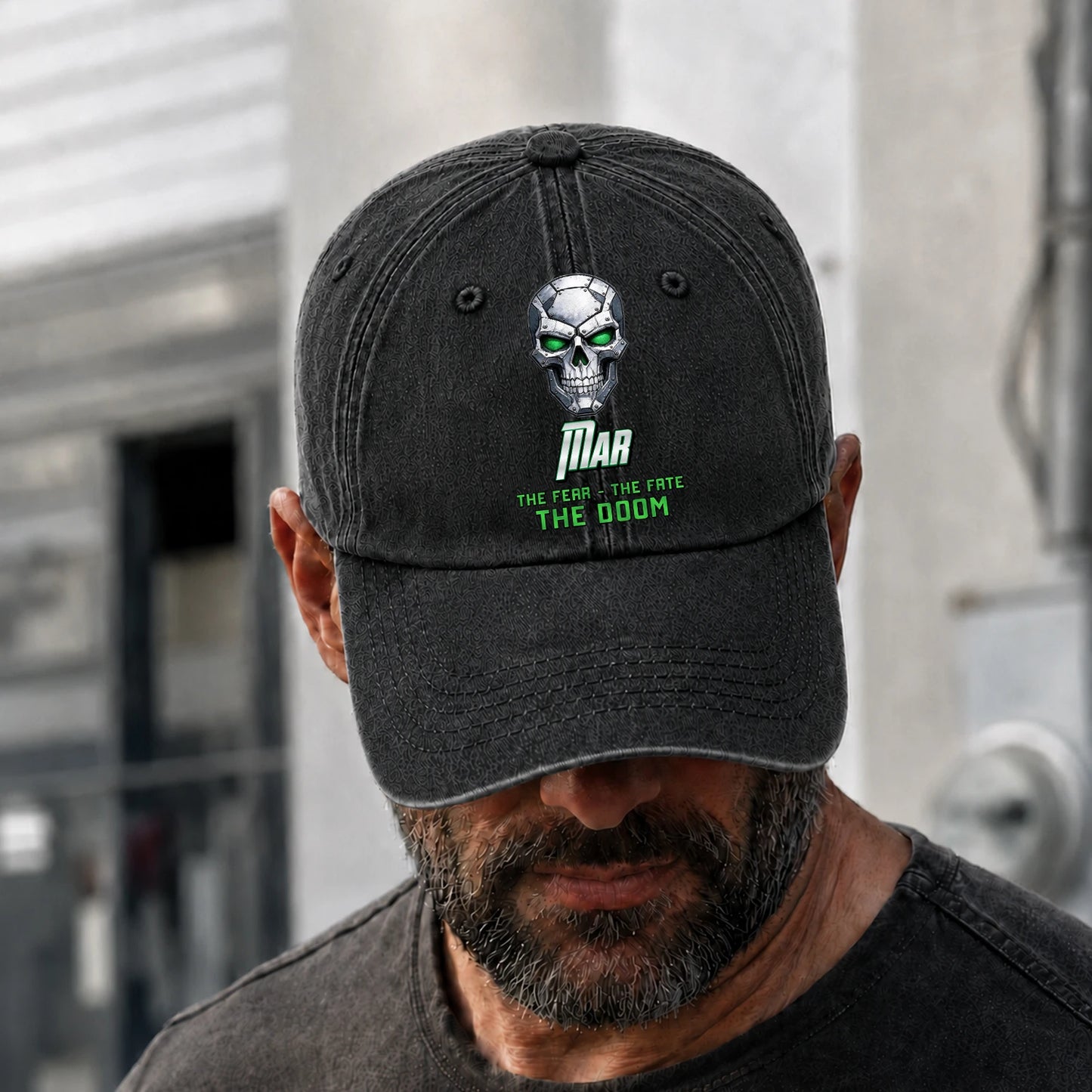 The Fear The Fate The Doom Skull Washed Cap MAR 13K1 C99PF
