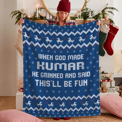 When God Made Your Name Navy Fleece Blanket KUMAR 13K1 BK32