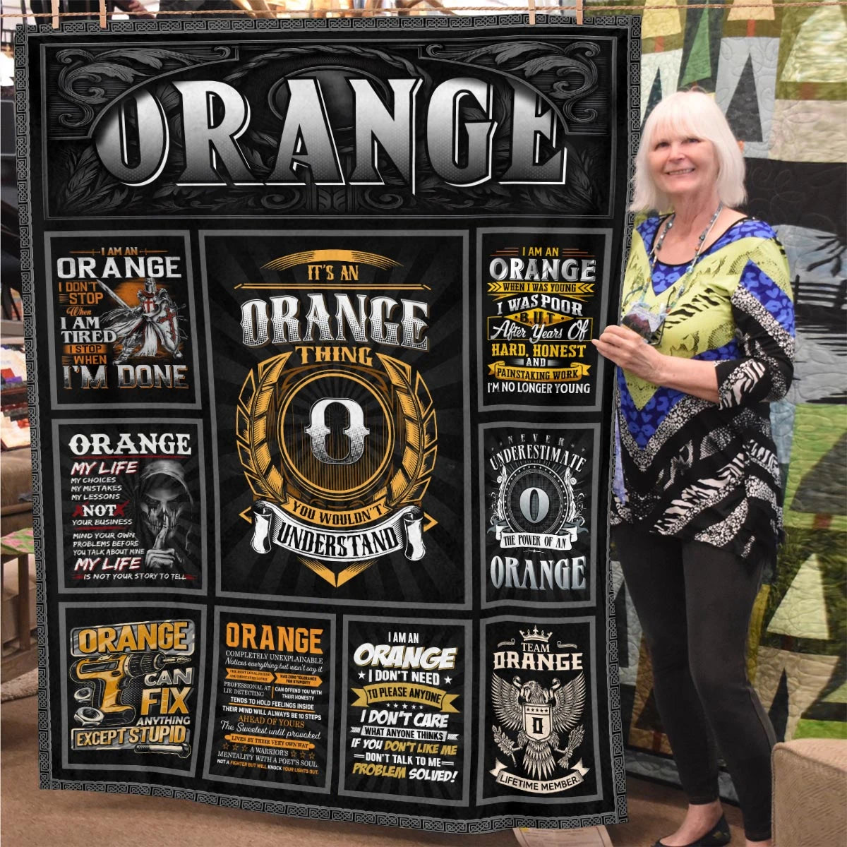 ORANGE Personalized Blanket | Custom Name Cozy Throw Gift 13K4-BK2