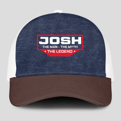 The Man The Myth The Legend Navy Brown And White Mesh Cap JOSH 13K1 C200PF
