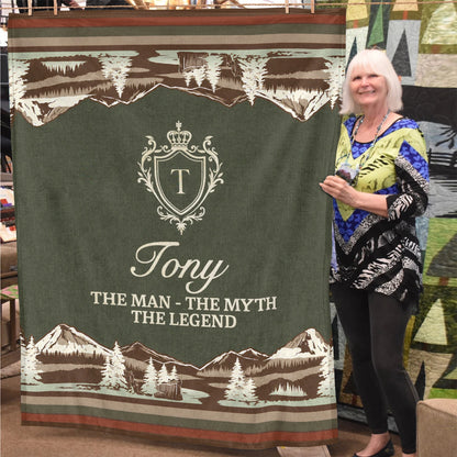 The Man The Myth The Legend Deer In Forest Brown Fleece Blanket TONY 13K1 BK10
