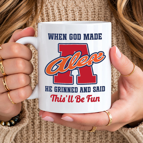 When God Made Your Name Personalized Baseball Mug ALEX 13K1 MG07