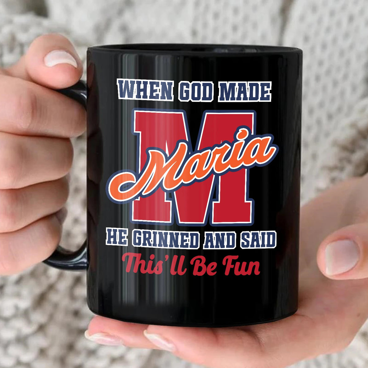 When God Made Your Name Personalized Baseball Mug MARIA 13K1 MG07