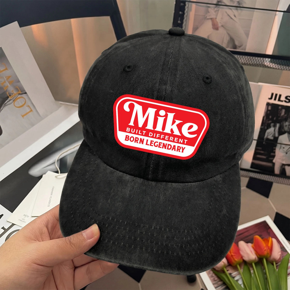 Built Different Born Legendary Red Logo Washed Cap MIKE 13K1 C63PF