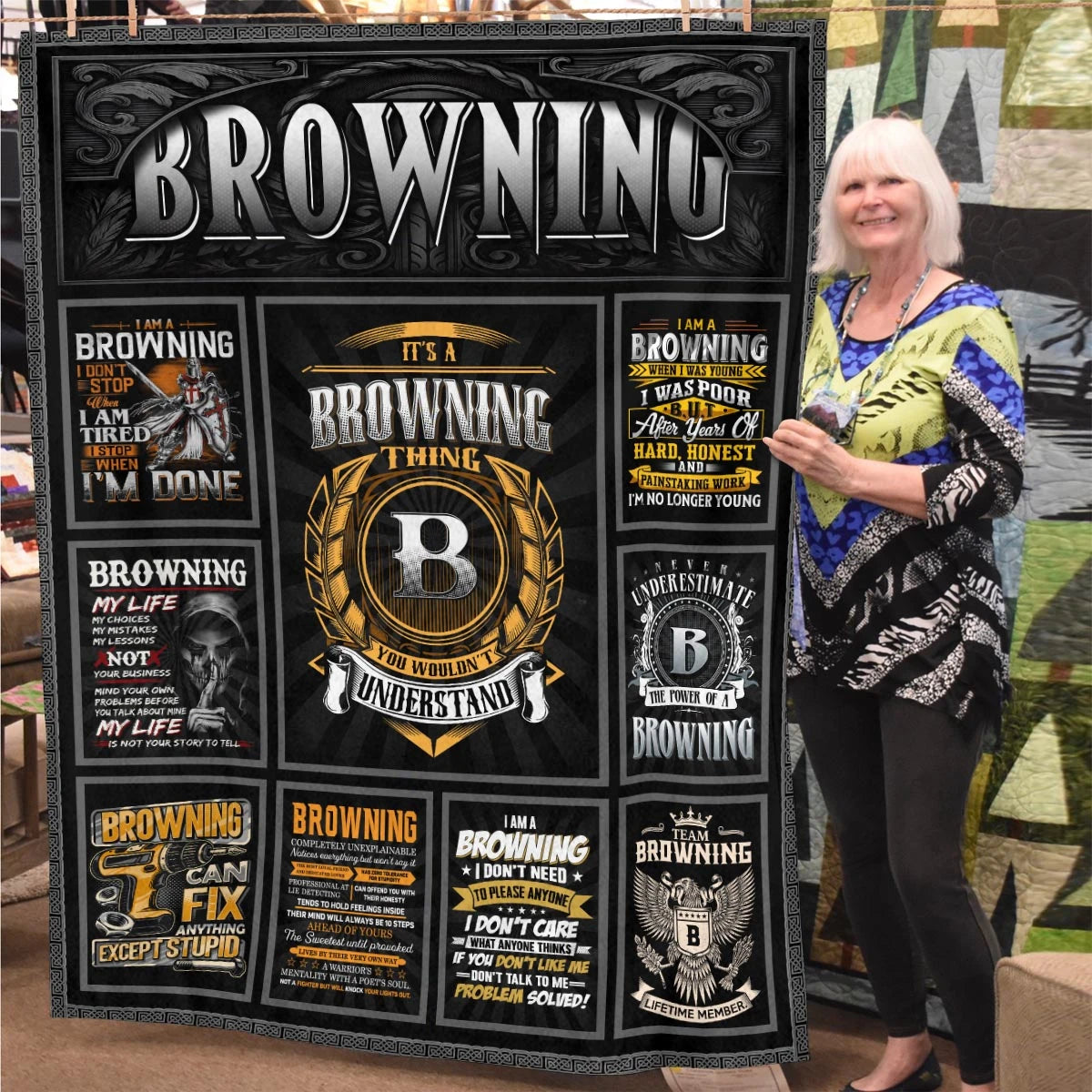 BROWNING Personalized Blanket | Custom Name Cozy Throw Gift 13K5-BK2
