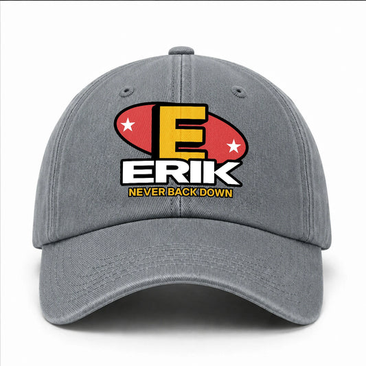 Never Back Down With Your Name And Initial Letter Washed Cap ERIK 13K1 C82PF
