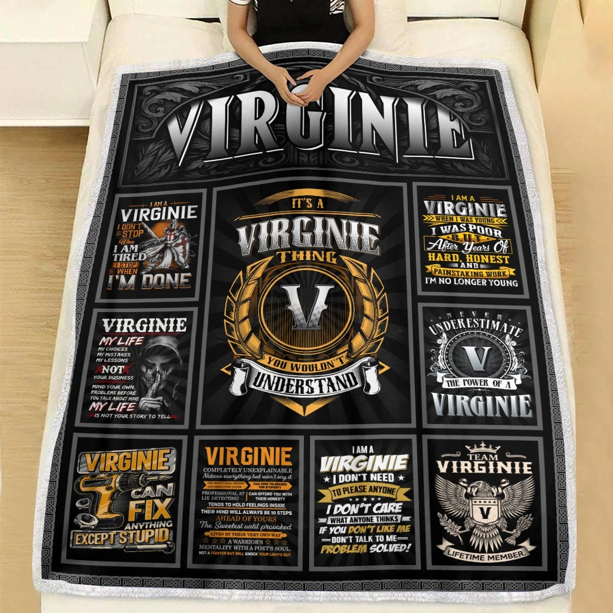 VIRGINIE Personalized Blanket | Custom Name Cozy Throw Gift 13K5-BK2