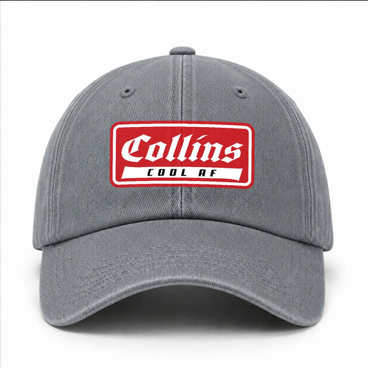 Your Name Cool Af Red Logo Funny Washed Cap COLLINS 13K1 C79PF