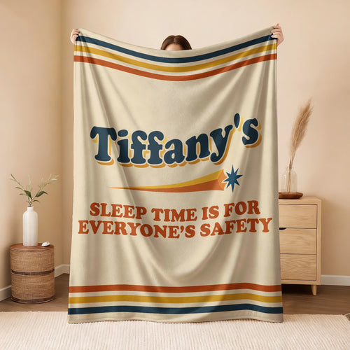 Your Name's Sleep Time Funny Retro Fleece Blanket TIFFANY 13K1 BK67