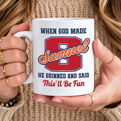 When God Made Your Name Personalized Baseball Mug SAMUEL 13K1 MG07