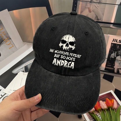 The Horrors Persist But So Does Your Name Cool Skull Washed Cap ANDREA 13K1 C134PF