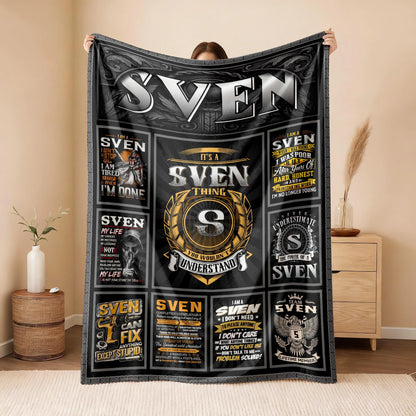 SVEN Personalized Blanket | Custom Name Cozy Throw Gift 13K4-BK2