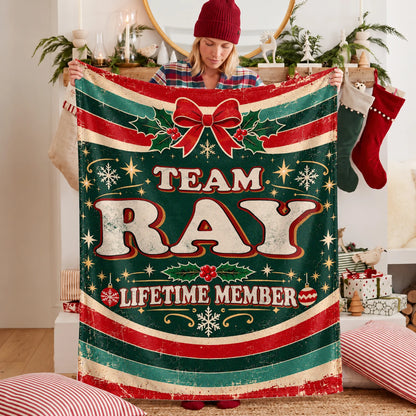 Team Your Name Lifetime Member Christmas Fleece Blanket RAY 13K1 BK52