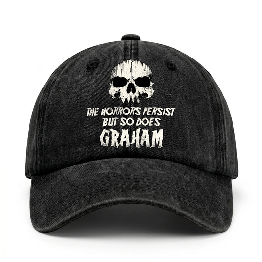 The Horrors Persist But So Does Your Name Cool Skull Washed Cap GRAHAM 13K1 C134PF