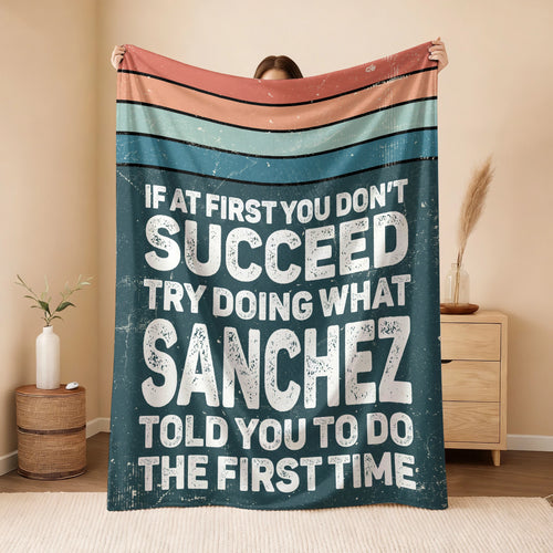 If At First You Don’t Succeed Retro Green Fleece Blanket SANCHEZ 13K1 BK29