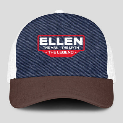 The Man The Myth The Legend Navy Brown And White Mesh Cap ELLEN 13K1 C200PF