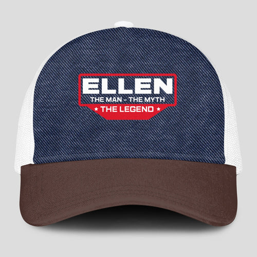The Man The Myth The Legend Navy Brown And White Mesh Cap ELLEN 13K1 C200PF