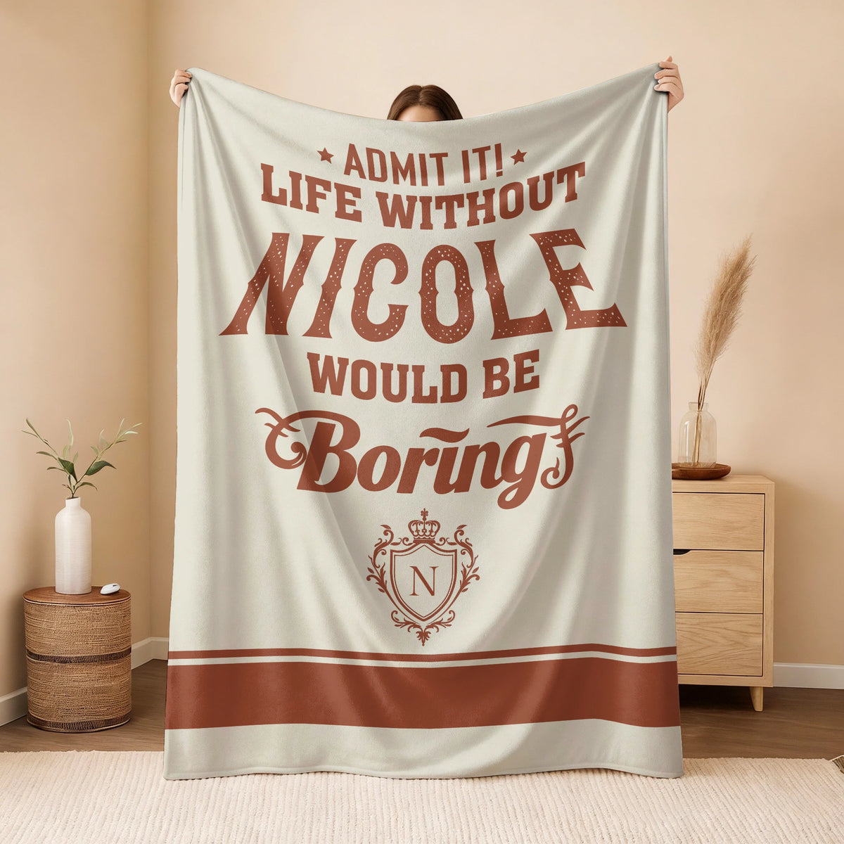 Life Without Your Name Would Be Boring Cream Terracotta Blanket NICOLE 13K1 BK24
