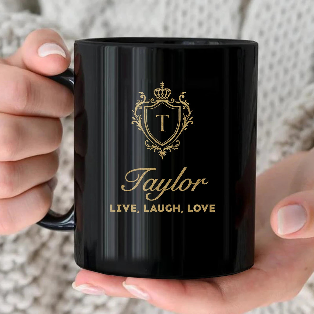 Your Name Live Laugh Love Luxury Champagne Gold Mug TAYLOR 13K1 MG10