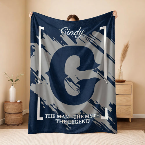 The Man The Myth The Legend Navy Baseball Fleece Blanket CINDY 13K1 BK17