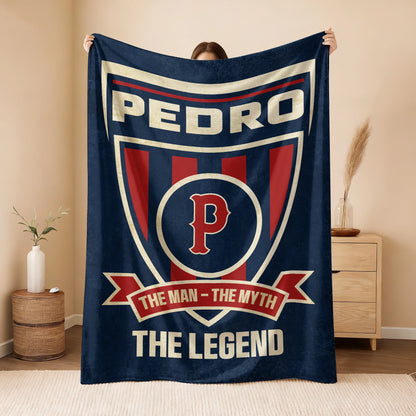 The Man The Myth The Legend Blue Burgundy Baseball Blanket PEDRO 13K1 BK18