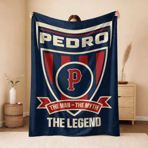 The Man The Myth The Legend Blue Burgundy Baseball Blanket PEDRO 13K1 BK18