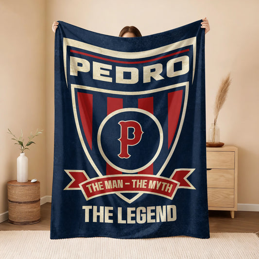 The Man The Myth The Legend Blue Burgundy Baseball Blanket PEDRO 13K1 BK18