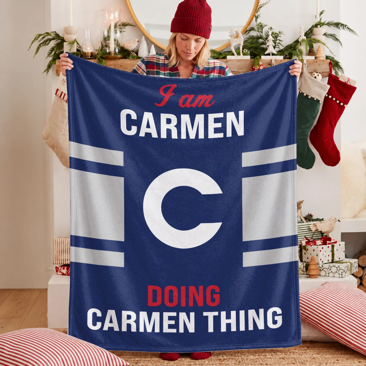 I'm Name Doing Name Things Navy Fleece Blanket CARMEN 13K1 BK51