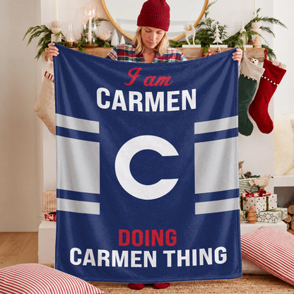 I'm Name Doing Name Things Navy Fleece Blanket CARMEN 13K1 BK51