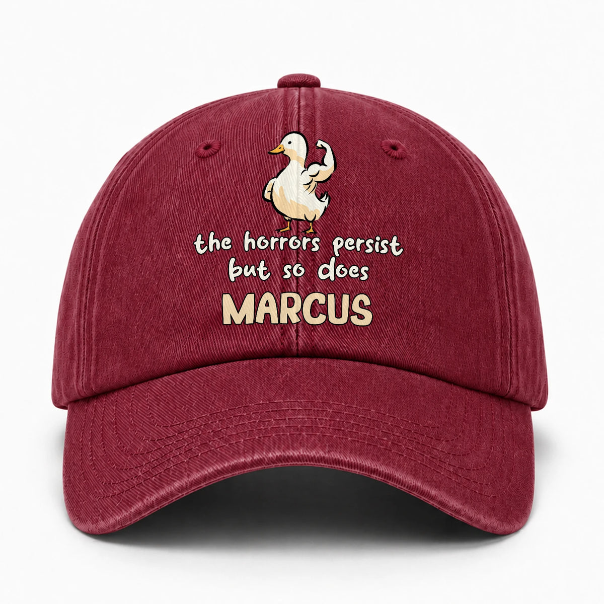 The Horrors Persist But So Does Your Name Funny Goose Burgundy Washed Cap MARCUS 13K1 C126PF