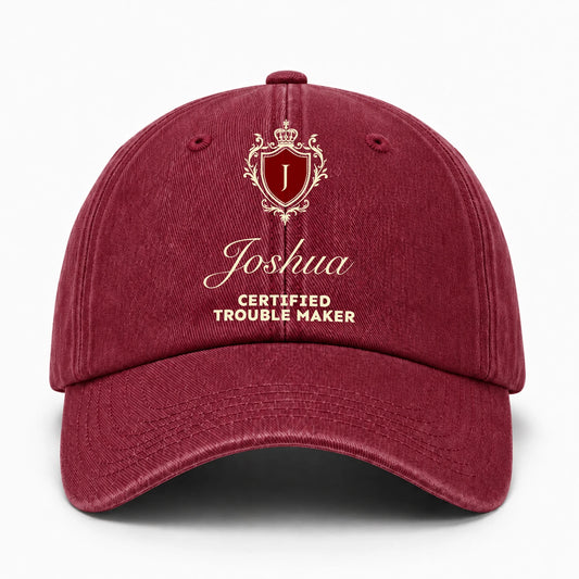 Certified Trouble Maker Royal Burgundy Washed Cap JOSHUA 13K1 C139PF