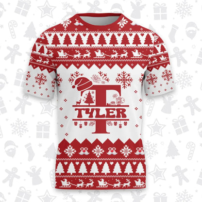 TYLER Personalized Christmas T-Shirt Pajama Set - Holiday Gift Outfit 13K1-CR2
