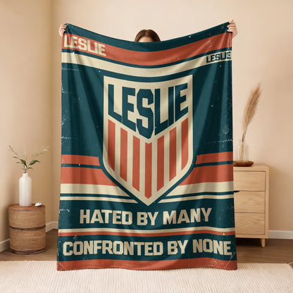 Hated By Many Confronted By None Retro Fleece Blanket LESLIE 13K1 BK58