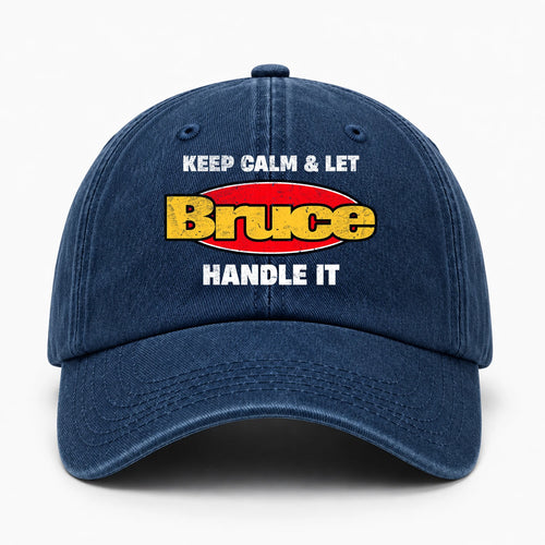 Keep Calm & Let Your Name Handle It Yellow And Red Logo Washed Cap BRUCE 13K1 C172PF