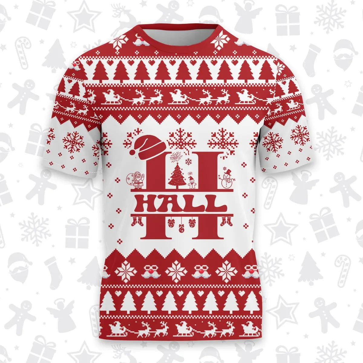 HALL Personalized Christmas T-Shirt Pajama Set - Holiday Gift Outfit 13K1-CR2