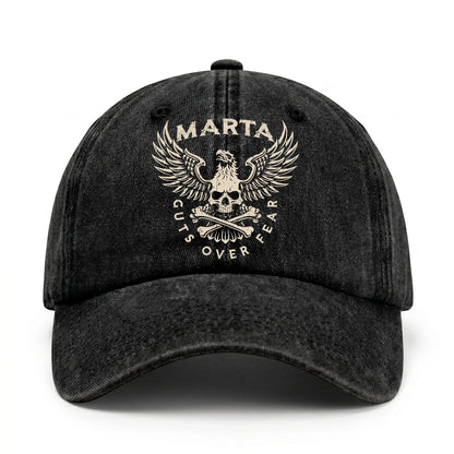 Your Name Guts Over Fear With Eagle And Skull Washed Cap MARTA 13K1 C75PF
