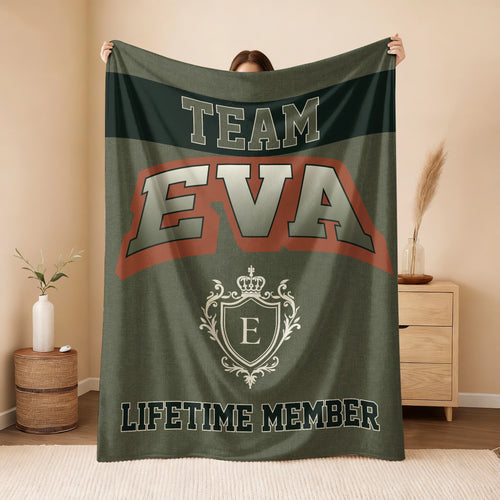Team Your Name Lifetime Member Sage Green Fleece Blanket EVA 13K1 BK22