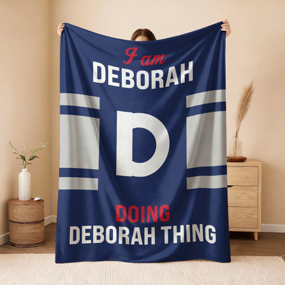 I'm Name Doing Name Things Navy Fleece Blanket DEBORAH 13K1 BK51