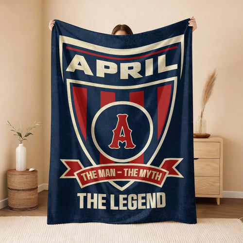 The Man The Myth The Legend Blue Burgundy Baseball Blanket APRIL 13K1 BK18