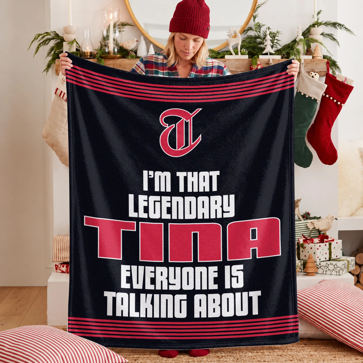 I'm That Legendary Name Dark Red Fleece Blanket TINA 13K1 BK48