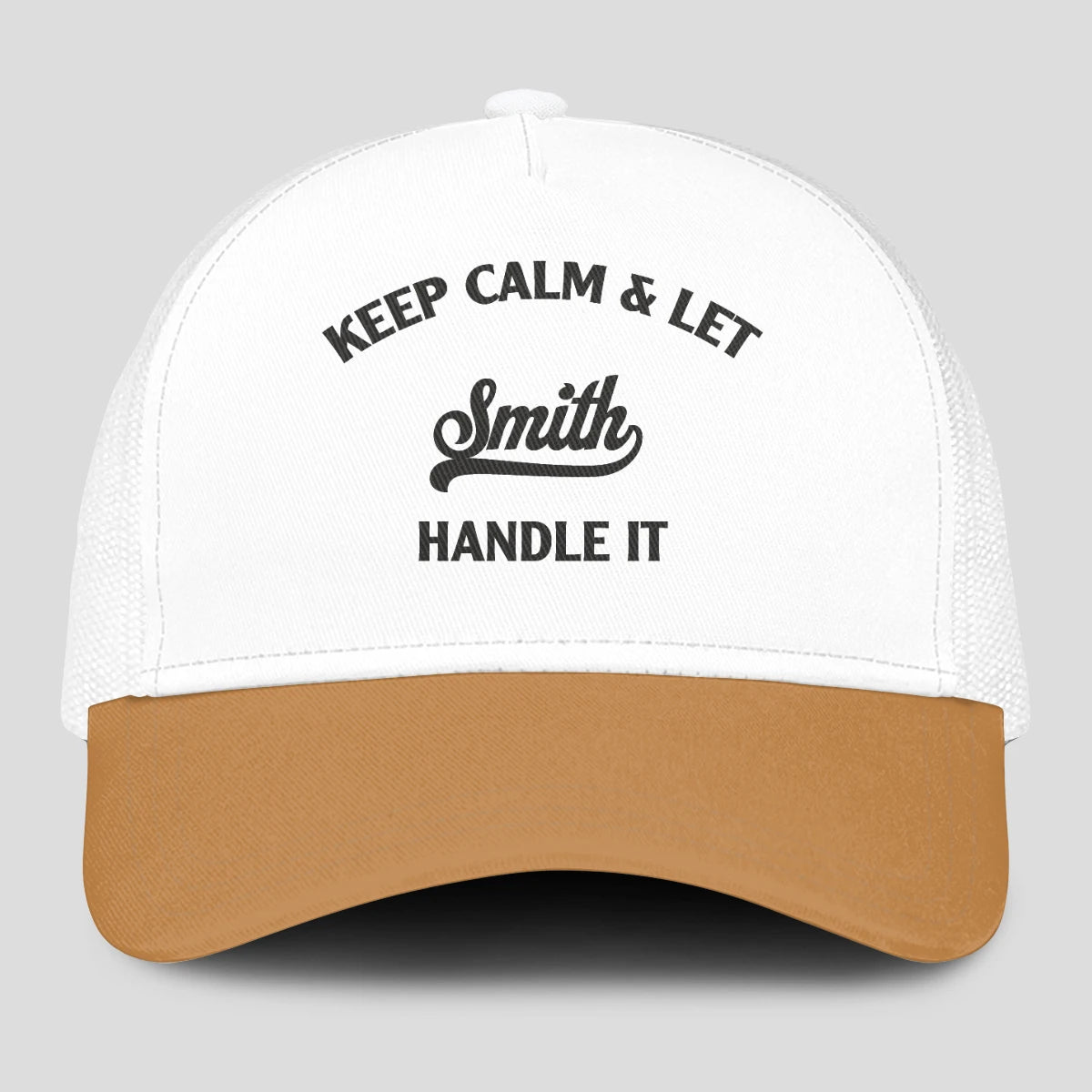 Keep Calm & Let Your Name Handle It Yellow And White Mesh Cap SMITH 13K1 C205PF