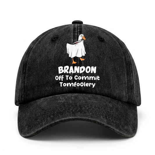 Off To Commit Tomfoolery Funny Goose Washed Cap BRANDON 13K1 C131PF