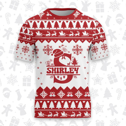 SHIRLEY Personalized Christmas T-Shirt Pajama Set - Holiday Gift Outfit 13K1-CR2