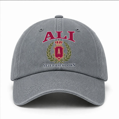 Your Name Never Back Down Royal Washed Cap ALI 13K1 C77PF