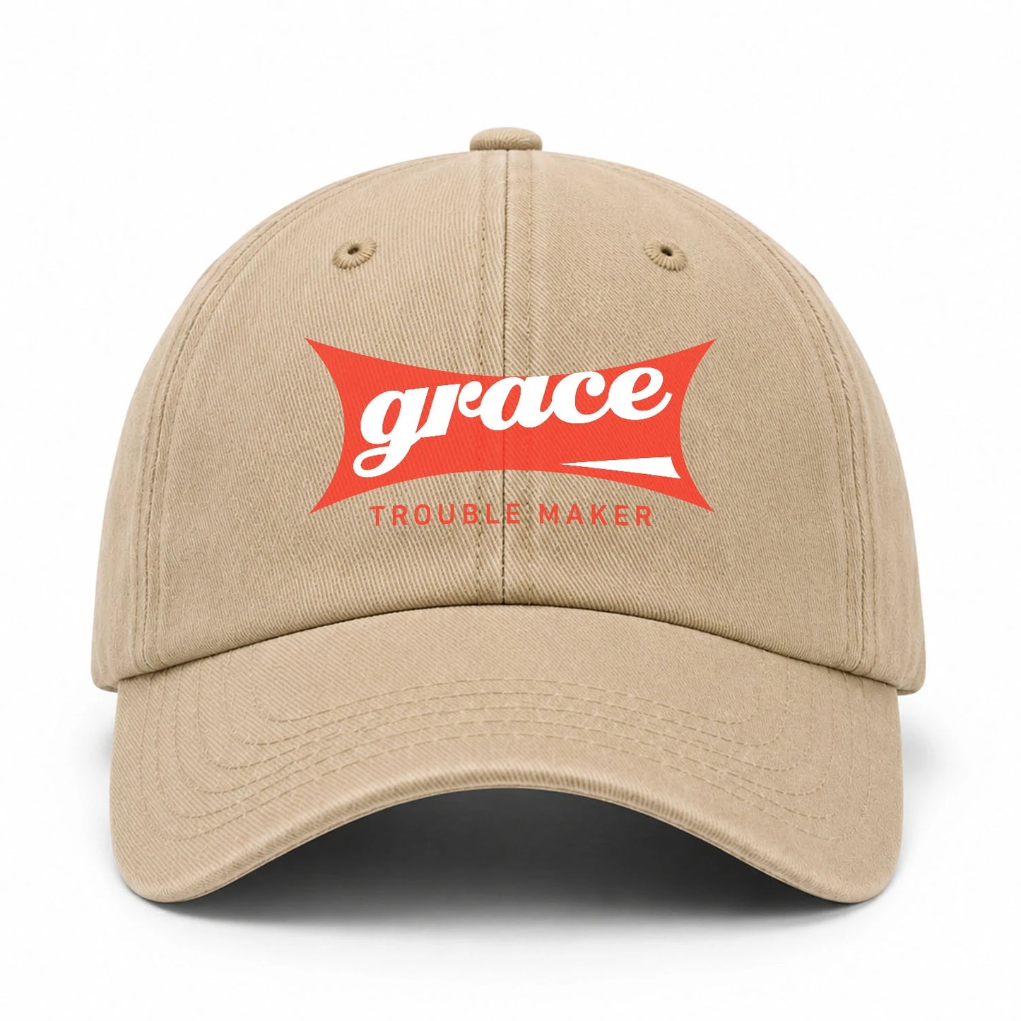Trouble Maker Red Logo Washed Cap GRACE 13K1 C78PF
